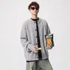 Cardigan suéter de botões retrô marrom escuro, unissex, modelagem solta, estiloso e casual, tricô para outono