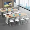 Juego de Mesa y Sillas Institucionales para Capacitación, Simple y Minimalista, Mesas y Sillas Dobles para Estudiantes, Mesa Larga de Conferencia