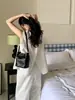 Talla Actualizada Estilo Coreano Simple Reductor de Edad Temperamento Suave Chaleco Camisa Mismo Color Versátil Casual Conjunto de Pantalones