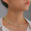 Amazon Transfronterizo Nuevo Collar de Perlas de Imitación de Vidrio Verde Collar Bohemio Retro Joyería para Mujeres