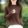 Llegada Nueva Primavera y Otoño 2024 Suéter de Lana Peinada Cuello Alto Falso para Mujer Camiseta Base con Incrustaciones de Diamantes Color Sólido Ajuste Delgado Top Delgado