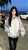 Moletom com zíper e mangas compridas de bolinhas, design moderno e exclusivo estilo coreano para mulheres, novo top casual de outono e inverno