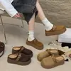 Chinelos mule femininos da moda com sola alta, grossos, novos para outono, chinelos de meia versáteis, estilo retrô, com tira de couro, bico fechado, com fivela