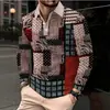 Ropa para Hombre Casual al Aire Libre Otoño Nuevo Botón Retro Manga Larga Estampado 3D POLO Transfronterizo Europeo y Americano
