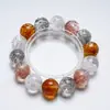 Pulsera de Cristal Natural Gris Fuegos Artificiales Despertar del Dragón Longxiangsi para Mujer, Moda Casual Versátil Pulsera Blanca de Fuegos Artificiales Venta al por Mayor