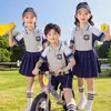 Uniforme escolar de manga corta y pantalón largo para estudiantes de primaria, uniforme escolar de verano para niños, pantalones deportivos largos ligeros, uniforme de jardín de infantes