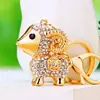 Tendencia Nacional Cordero de la Suerte Llavero de Coche para Mujer Colgante de Bolso Anillo de Llavero del Zodiaco de Metal Colgante de Diamante Regalo
