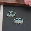 Liga Paisagem Antiga Ponto Azul Tailandês Verde Pingente DIY Acessórios de Cabelo Adorno de Cabeça Grampo de Cabelo Broche Galho Flor Acessórios de Joalheria