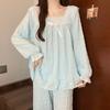 Pijama de Algodón Nube para Niñas en Primavera y Otoño, Estilo Dulce de Princesa, Pantalones de Manga Larga, Conjunto de Dos Piezas para Casa que los Estudiantes Pueden Usar Afuera
