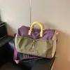 Bolso Cruzado Expandible Estilo Coreano Patchwork de Bloques de Color Juvenil Energético Gran Capacidad Bolso de Gimnasio Equipaje para Estudiantes