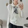 Bufanda de Seda Estilo Coreano Nuevo Otoño Prendas de Punto con Solapa para Mujer Versátil Holgada Ajustada Chaqueta de Punto Cuello Polo