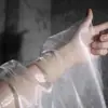 Malla de cristal rosa nude boda red de hilo brillante al agua organza dura de alta densidad tela Hanfu hecha a mano para diseñador