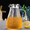 Jarra de Vidrio Resistente al Calor para Agua Fría, Jarra de Jugo con Textura Martillada, Jarra de Té, Jarrón Doméstico para Agua Fría, Jarra para Granos de Arroz