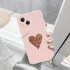 Capa Rosa Brilhante em Formato de Coração Popular para Apple 18Pm, Alto Valor Estético, Capa de Silicone para iPhone 17