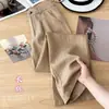 Pantalones de Verano de Pierna Ancha Cropped de Tencel Lino Holgados Casuales de Cintura Alta Nuevo Estilo Versión Delgada para Mujer 2025