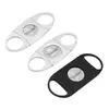 Cuchillo para puros portátil doble hoja acero inoxidable afilado suave extensible gran calibre tijeras para puros punzón cortador de cigarrillos