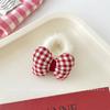 Sweet Girl Red Plaid Bow Hair Rope Girl's Plush Hair Rope Hair Rope Hair Strap Hair Ball Hair Accessories