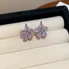 Brincos Flor de Zircônia Super Brilhantes Dupla Face, Simples, Modernos, Requintados, Versáteis, Luxo Leve, Brincos de Alta Qualidade para Mulheres