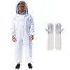 Traje de Apicultura traje Blanco Espeso Espacio Anti-Abejas Traje de Piel de Oveja Guantes Chaqueta Conjunto Dividido Miel-Una Pieza Traje de Abeja Abeja
