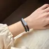 Pulsera de Obsidiana de Doble Círculo con Ágata y Cuentas de Buda, Caliente en TikTok, Pulsera Exquisita Unisex, Joyería al por Mayor