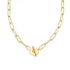 Colar de Metal com Flor Otbuckle de Textura de Luxo Leve Nicho Japonês e Coreano para Mulheres Banhado a Ouro 18K Joias P547