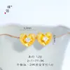 Mismo estilo que la tienda de oro Puzuo, oro arena con incrustaciones de diamante, corazón cepillado, collar y pendientes para mujer, cadena para la clavícula de corazón vintage de lujo ligero, pendientes