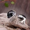 Joyería de Plata S925 Clásica Simple para Mujer Hebilla de Oreja de Ágata Azul Piedra de Arena Azul