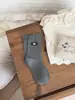 26 Nuevos Calcetines de Algodón para Mujer Estilo Serie Gris Otoño/Invierno Moda Coreana Lunares Florales Lazo Media Pantorrilla Calcetines Cómodos