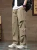 Pantalones de trabajo de pierna ancha de seda helada finos para hombre, sueltos, de pierna recta, de verano, nuevos, transfronterizos, pantalones cargo, pantalones casuales de moda