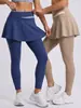 Pantalones de Yoga Juyitang de Dos Piezas Falsas Nuevos para Mujer, Color Combinado Casual Nude, Cintura Alta Levanta Glúteos, Pantalones Deportivos de Fitness