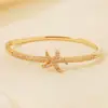 Pulsera de Zirconia de Moda Estilo Océano, Chapada en Cobre con Oro de 18 Quilates, Pulsera Abierta de Lujo Ligero, Joyería Versátil y de Alta Gama para Vacaciones