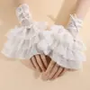 Guantes Decorativos de Manga Corta de Seda Fina, Mangas Falsas de Encaje Súper Hada, Estilo Japonés de Verano Chica JK Lolita Ballet