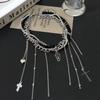Collar Cruzado de Múltiples Capas Estilo Diablo Gargantilla para Mujer Cadena de Hueso de la Clavícula con Cuentas de Contraste Cadena de Collar Punk de Moda