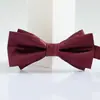 Gravata Borboleta para Vestido Formal Masculino, Noivo Casamento Estilo Britânico Dupla Camada Cor Sólida Gravata Borboleta, Padrinho Moda Preto Versátil Tendência