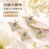 Colgante de abeja pequeña de doble colgante con goteo de aceite e incrustación de diamantes, se puede mezclar en lotes, colgante transfronterizo, accesorios para pulsera, collar, DIY, venta directa del fabricante
