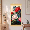 DropshippingFortuna PeoníaPeonía Elegante Pintura Estilo Chino Pintura Decorativa para Sala de Estar, Dormitorio, Vestíbulo, Madera Maciza Pintura Colgante