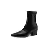 Botas elásticas estilosas e minimalistas estilo britânico de 5,5 cm, nova coleção outono/inverno 2026, bico fino, salto grosso, zíper lateral, botinhas para mulheres