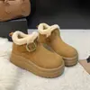 Sapatos femininos estilo Birkenstock, com forro de fleece e sola grossa, nova coleção de inverno 2026, de calçar, confortáveis e quentes, perfeitos para condições de neve no Nordeste da China