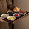 Bandeja de té Xianglong con patrón de loto, bandeja de cerámica para snacks de té de la tarde, bandeja para frutas, mesa de centro para el hogar, bandeja para platos de pasteles y snacks