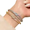 Pulsera de Oro Real de 18K Electrochapado con Cierre de Zircón Ovalado, Lujo Ligero Moda de Gama Alta Joyería Robusta de Nicho para Mujeres