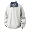 (Vendas Diretas de Fábrica M-8XL) Moletom de Gola Polo Pesado Estilo Americano Novo de Outono, Tamanho Grande Masculino com Caimento Solto, Falso Duas Peças