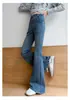 Calças Boca de Sino Jeans para Meninas Primavera e Outono 2026 Novo Estilo Crianças de Tamanho Médio e Grande Roupa de Outono Elegante Elástica Tendência Calças Micro Boca de Sino