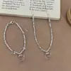 Cadena de eslabones con cuentas de moda versátil, colgante de gato transparente, collar, pulsera, personalizado, exquisito, estilo frío, joyería de alta gama para mujer