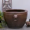 1,2m Tigela de Peixe Dourado de Cerâmica Jingdezhen Vaso de Lótus e Lírio D'água Tanque Vaso de Flores Grande para Pátio Varanda Tanque de Água Plantio de Árvores Vaso de Flores