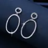 Pendientes de Cobre con Circonita Ovalados de Personalidad Geométrica Simple Elegante Estilo Coreano Pendientes de Moda para Mujer