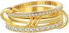 Anillo de Cobre Personalizado que No se Descolora, Anillo de Circonita de Diamante Completo Apilado de Cuatro Anillos Bicolor Más Vendido Transfronterizo de Amazon, en Stock