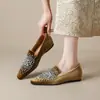 Weiwei Girl 915-2 Estilo Nacional Chino Mocasines de Terciopelo con Pedrería Zapatos de Tacón Oculto para Mujer Slip-on Zapatos de Conducir Zapatos Tipo Frijol