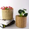 Cesta de Palha Tecida à Mão Estilo Pastoral Decorativa Criativa Vaso de Flores Pothos Suculenta Cesta de Flores