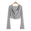 2024 Otoño Nuevo Diseño Chica Caliente Sudadera con Capucha Pulóver para Mujer Estilo Europeo y Americano Ombligo Corto Sudadera Cuello Top