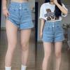 Shorts Jeans Femininos de Cintura Alta Pretos da Moda Versátil Novo Design Fino Cobrindo a Barriga Elástico A-line Pernas Largas Hot Pants